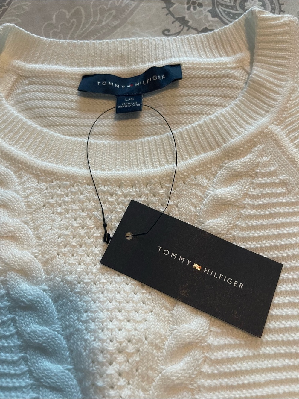 TOMMY HILFIGER L Knit Tank Sweater White Cotton/Modal/Rayon Luxury Resort Wear - Picture 4 of 8